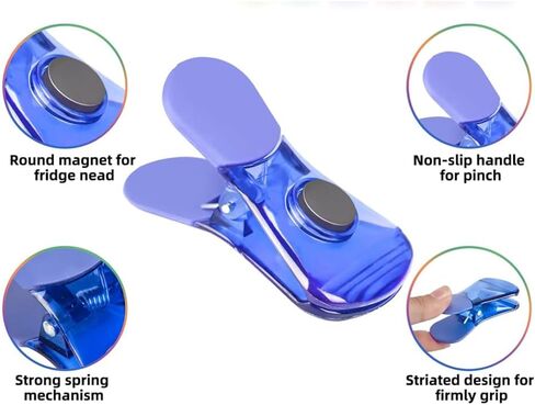 6-Pack Food Bag Sealing Clips, Plastic with Magnet, Air-Tight for Kitchen Storage in Saudi Arabia