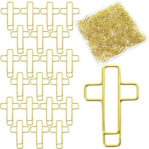 150 Pcs Rose Gold Cross Shaped Paper Clips, Stainless Steel Metal Clips in Clear Plastic Box, Bible Journaling Supplies for Bookmark, Office Document and Christian Study Gifts in Saudi Arabia