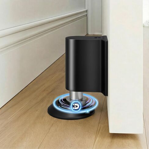 Magnetic Door Stoppers, Magnet Door Stop - Stainless Steel Door Catch, Retractable Bottom of Door Holder Suits Gaps Within 1.4" Keep Door Open, No Drill 3M Adhesive & Screws - Black 1Pack in Saudi Arabia