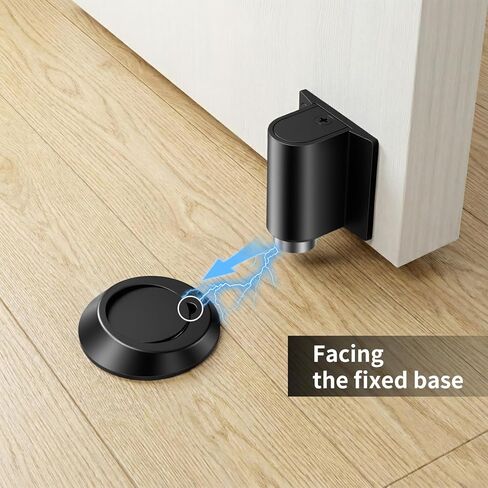 Magnetic Door Stoppers, Magnet Door Stop - Stainless Steel Door Catch, Retractable Bottom of Door Holder Suits Gaps Within 1.4" Keep Door Open, No Drill 3M Adhesive & Screws - Black 1Pack in Saudi Arabia