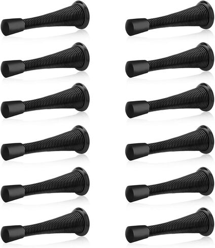 HOMOTEK 12 Pack Spring Door Stopper with Rubber Bumper 3-1/8" Flexible Spring Heavy Duty Wall Door Stop Low Mounted Door Bumper for Home (Upgrade Black) in Saudi Arabia