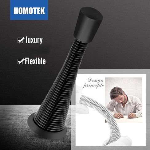 HOMOTEK 12 Pack Spring Door Stopper with Rubber Bumper 3-1/8" Flexible Spring Heavy Duty Wall Door Stop Low Mounted Door Bumper for Home (Upgrade Black) in Saudi Arabia