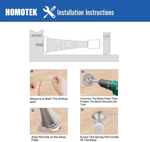 HOMOTEK 12 Pack Spring Door Stopper with Rubber Bumper 3-1/8" Flexible Spring Heavy Duty Wall Door Stop Low Mounted Door Bumper for Home (Upgrade Black) in Saudi Arabia