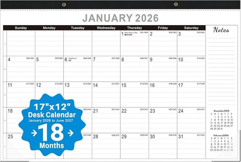 2026 desk calendar 17x12 Inch-Wall & Desk Planner Dual-Use Design,18-Month Use, clear plastic cover(pink) in Kuwait