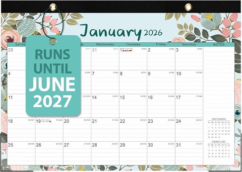 2026 Desk Calendar, Monthly Desk Pad Calendar, Jan 2026 - Jun 2027, Large Size 17"x12" Table Planner with Protect Paper, Stickers, Office Supplies and Desk Accessories for Women (Flower-E) in Kuwait