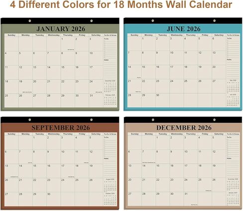 تقويم مكتب 2026 - تقويم 2026-2027 من يناير 2026 إلى يونيو 2027، تقويم 18 شهرًا مع ورق سميك للمكتب والمنزل وتنظيم المدرسة، 14 بوصة × 11 بوصة، سماوي in Kuwait