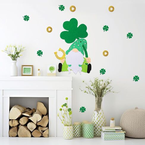 UPINS 6 Sheets St. Patrick's Door Stickers Decorations Window Wall Stickers Saint Patty Shamrock Gnome Leprechaun DIY Glitter Apartment Large Door Garage Decorations in Saudi Arabia