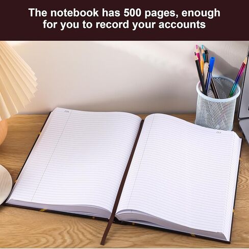 Colarr Black Ledger Book 8-5/8 x 14-1/8 Inches Accounting Ledger Book 500 Pages Accounting Notebook for Bookkeeping Tracking Money, Expenses in Saudi Arabia