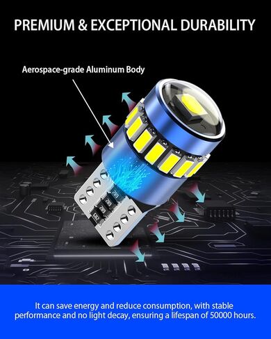 T10 194 لمبات LED أصفر كهرماني، Canbus خالية من الأخطاء 168 2825 W5W مع 3014 SMD Chips LED لمبة للسيارة قبة خريطة باب لوحة أجهزة القياس أضواء لوحة الترخيص، حزمة من 2 in Kuwait