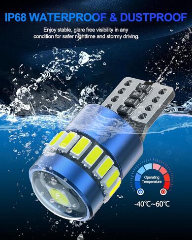 T10 194 لمبات LED أصفر كهرماني، Canbus خالية من الأخطاء 168 2825 W5W مع 3014 SMD Chips LED لمبة للسيارة قبة خريطة باب لوحة أجهزة القياس أضواء لوحة الترخيص، حزمة من 2 in Kuwait