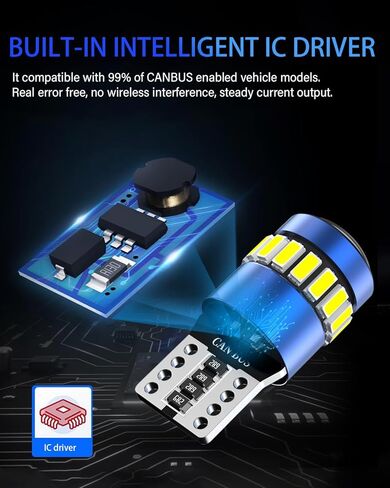 T10 194 لمبات LED أصفر كهرماني، Canbus خالية من الأخطاء 168 2825 W5W مع 3014 SMD Chips LED لمبة للسيارة قبة خريطة باب لوحة أجهزة القياس أضواء لوحة الترخيص، حزمة من 2 in Kuwait