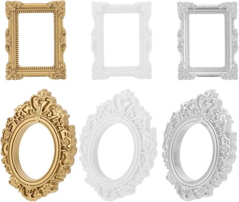 HOMSFOU 6pcs Mini Resin Picture Frames - Vintage Miniature Photo Frames for Doll House, DIY Crafts & Phone Case Decor in Saudi Arabia