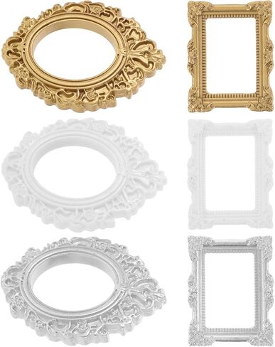 HOMSFOU 6pcs Mini Resin Picture Frames - Vintage Miniature Photo Frames for Doll House, DIY Crafts & Phone Case Decor in Saudi Arabia