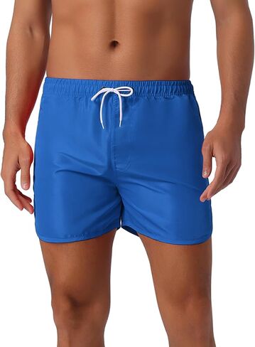 Men's Casual Lightweight Solid Color Elastic Waist Drawstring Summer Beach Board Shorts in Saudi Arabia