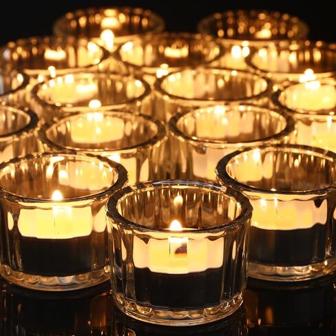 100 قطعة من حامل شموع Tealight الزجاجي من Mumufy حامل شموع نذرية مضلع من أجل قطعة مركزية لحفلات الزفاف والمنتجعات الصحية والتأمل وديكور المنزل (شفاف) in Kuwait