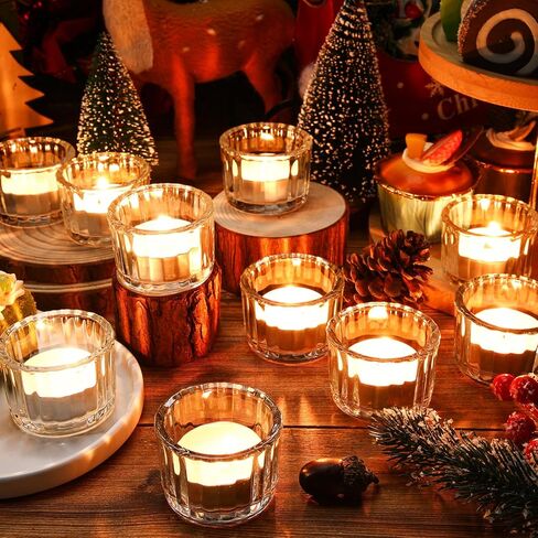 100 قطعة من حامل شموع Tealight الزجاجي من Mumufy حامل شموع نذرية مضلع من أجل قطعة مركزية لحفلات الزفاف والمنتجعات الصحية والتأمل وديكور المنزل (شفاف) in Kuwait