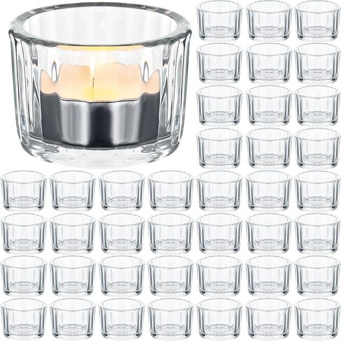 100 قطعة من حامل شموع Tealight الزجاجي من Mumufy حامل شموع نذرية مضلع من أجل قطعة مركزية لحفلات الزفاف والمنتجعات الصحية والتأمل وديكور المنزل (شفاف) in Kuwait