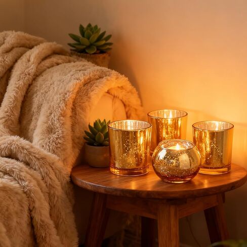 12 قطعة من حوامل الشموع الذهبية المتنوعة، حوامل شموع Tealight لقطع الطاولة المركزية، المنزل، حفل الزفاف، عيد الميلاد، عيد الميلاد، ديكور طاولة حفلات عيد الشكر (12، ذهبي) in Kuwait