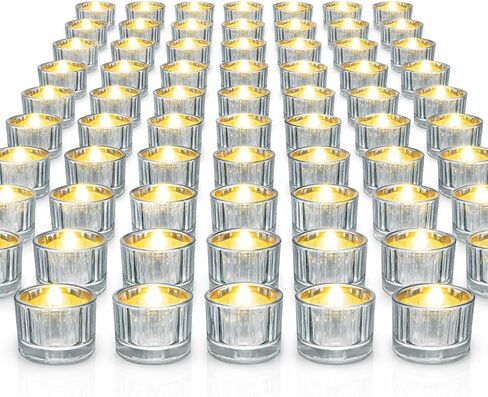 100 قطعة من حامل شموع Tealight الزجاجي من Mumufy حامل شموع نذرية مضلع من أجل قطعة مركزية لحفلات الزفاف والمنتجعات الصحية والتأمل وديكور المنزل (شفاف) in Kuwait