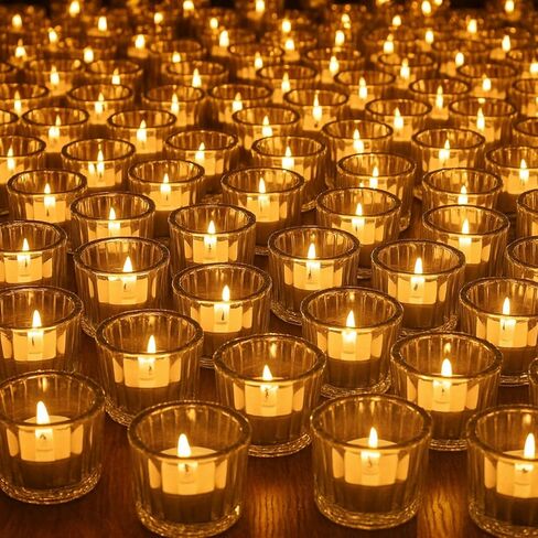 100 قطعة من حامل شموع Tealight الزجاجي من Mumufy حامل شموع نذرية مضلع من أجل قطعة مركزية لحفلات الزفاف والمنتجعات الصحية والتأمل وديكور المنزل (شفاف) in Kuwait