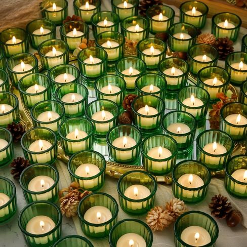100 قطعة من حامل شموع Tealight الزجاجي من Mumufy حامل شموع نذرية مضلع من أجل قطعة مركزية لحفلات الزفاف والمنتجعات الصحية والتأمل وديكور المنزل (شفاف) in Kuwait