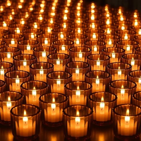 Mumufy 100 Pcs Glass Tealight Candle Holder Ribbed Votive Candle Holder for Centerpiece Wedding Proposal Spa Aromatherapy Meditation Home Decor (Clear) in Saudi Arabia
