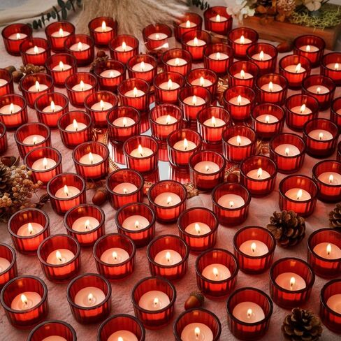 100 قطعة من حامل شموع Tealight الزجاجي من Mumufy حامل شموع نذرية مضلع من أجل قطعة مركزية لحفلات الزفاف والمنتجعات الصحية والتأمل وديكور المنزل (شفاف) in Kuwait