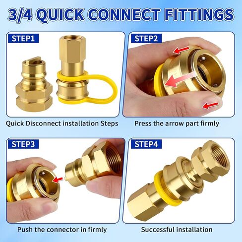 Boltigen 1675KITB48 Safety System Kit, 48 inch Commercial Gas Hose with 3/4" id, Natural Gas Line Hose Connector Kit Comes with Elbows Quick Disconnect Full Port Brass Gas Valve Restraining Device in Saudi Arabia