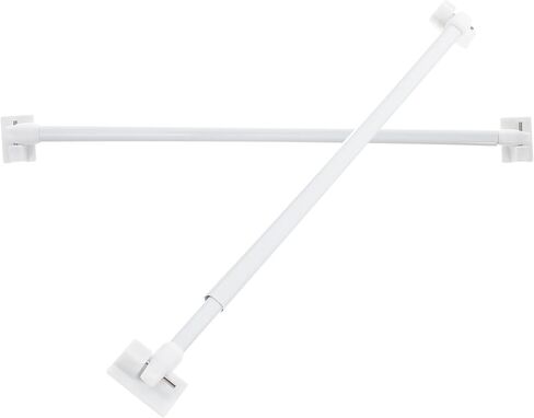 Zerodeko 2pcs Adjustable Tension Curtain Rods 30-45cm, Plastic Café Rods with Adhesive Hooks for Small Windows, No Drilling Needed, for Kitchen and Bathroom Drapery in Saudi Arabia