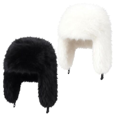 Mepase 2 حزمة قبعة الفراء فو للنساء غامض دافئ Ushanka قبعة الشتاء رقيق لوازم للسيدات (البني والأسود) in Saudi Arabia
