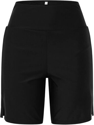 Women's 9" Long Swim Board Shorts with Zipper Pockets High Waisted Knee Length Beach Swimming Shorts with Liner in Saudi Arabia