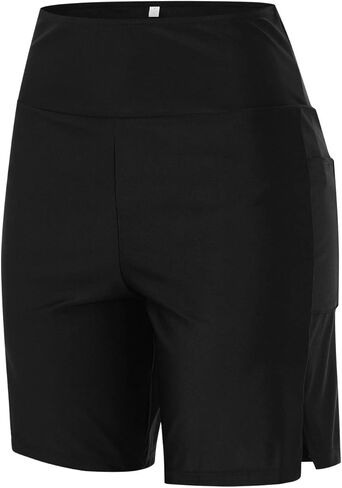 Women's 9" Long Swim Board Shorts with Zipper Pockets High Waisted Knee Length Beach Swimming Shorts with Liner in Saudi Arabia