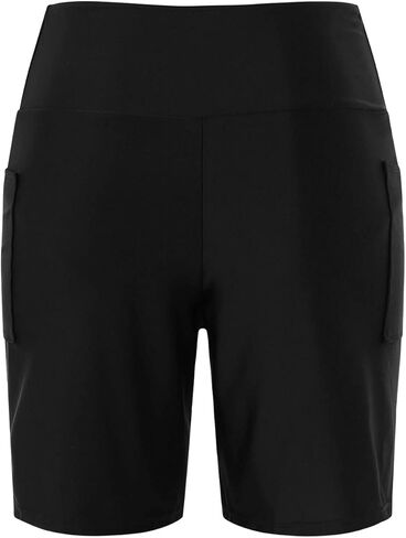 Women's 9" Long Swim Board Shorts with Zipper Pockets High Waisted Knee Length Beach Swimming Shorts with Liner in Saudi Arabia