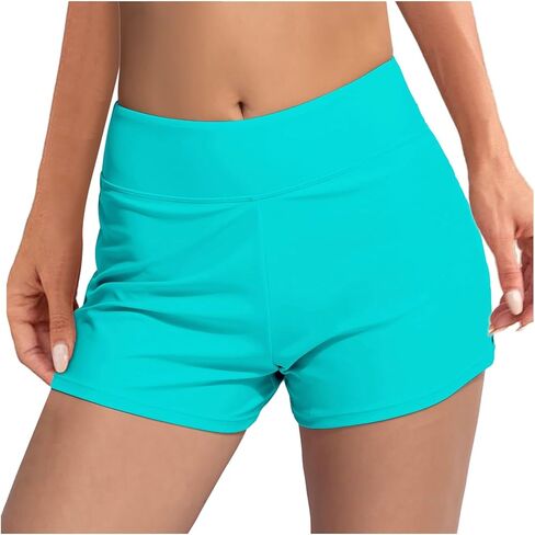 Women's 9" Long Swim Board Shorts with Zipper Pockets High Waisted Knee Length Beach Swimming Shorts with Liner in Saudi Arabia