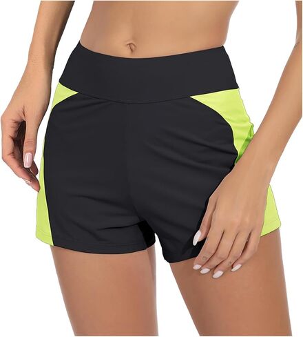 Women's 9" Long Swim Board Shorts with Zipper Pockets High Waisted Knee Length Beach Swimming Shorts with Liner in Saudi Arabia