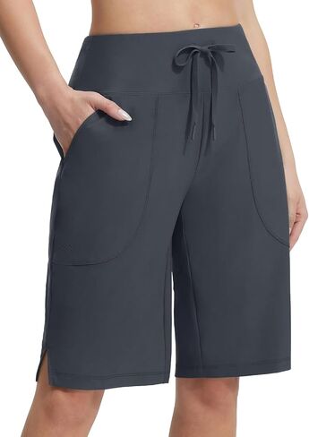 BALEAF Women's 11" Long Swim Board Shorts High Waisted Knee Length Swimming Bottoms Quick Dry Swimsuits with Pockets Liner in Saudi Arabia