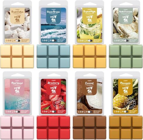 يذوب الشمع المعطر الصيفي من سالوبريتو، مجموعة هدايا متنوعة من مكعبات شمع الصويا المعطرة القوية/الفطائر، قطن طازج، نسيم المحيط، موهيتو، الجزيرة الوردية، جوز الهند، الأناناس، كريم الفانيليا، الفراولة، 8 × 2.5 أونصة in Kuwait