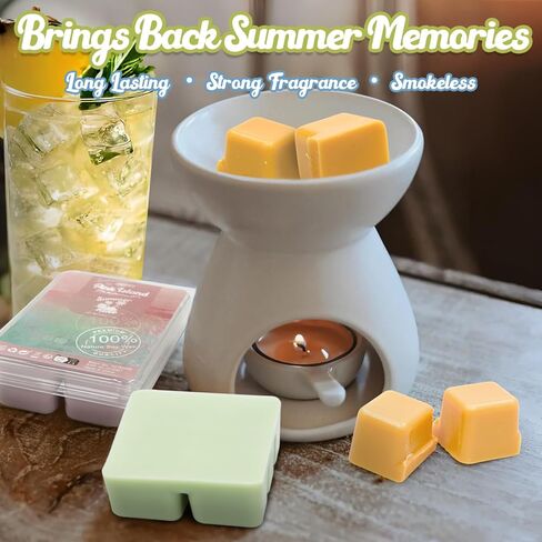 يذوب الشمع المعطر الصيفي من سالوبريتو، مجموعة هدايا متنوعة من مكعبات شمع الصويا المعطرة القوية/الفطائر، قطن طازج، نسيم المحيط، موهيتو، الجزيرة الوردية، جوز الهند، الأناناس، كريم الفانيليا، الفراولة، 8 × 2.5 أونصة in Kuwait