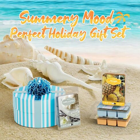 يذوب الشمع المعطر الصيفي من ARVIDSSON، مكعبات شمع الصويا الاستوائية للتدفئة، ذوبان رائحة قوية، نسيم المحيط، بينا كولادا، القطن الطازج، الأناناس وأكثر من ذلك، مجموعة هدايا تذوب الشموع in Kuwait