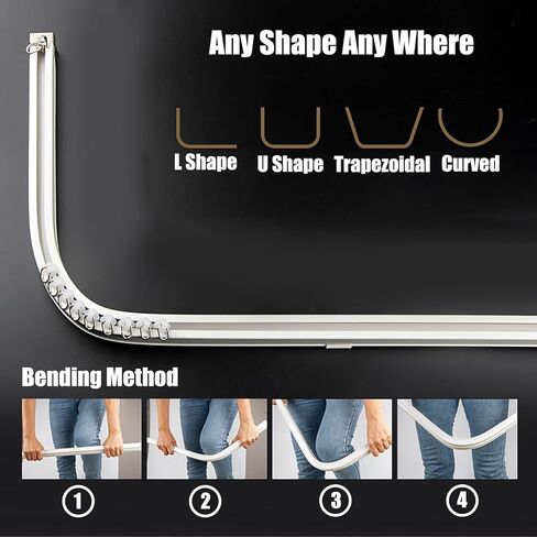 Curtain Track, Heavy Duty Ceiling Tracks Aluminum Alloy,Bathroom Curtain Track (Size : 100cm) in Saudi Arabia
