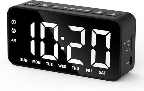 Plug in Digital Alarm Clocks with Rechargeable Backup Battery for Bedrooms Living Room Study Loud Bedside Desk Clock with Memory Function Dual Alarm 3 Modes Weekends Weekdays Every Day for Kids Adults in Saudi Arabia