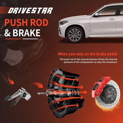 DRIVESTAR 54-74400 معزز الفرامل بدون أسطوانة رئيسية تناسب 1987-1998 لفورد F250، 1990-1997 F250 (F350) سوبر ديوتي، 1997 F250 HD، 1987-1997 F350، E8TZ2005A، F3TZ2005A، F5TZ2005CA، F8TZ2005A in Kuwait