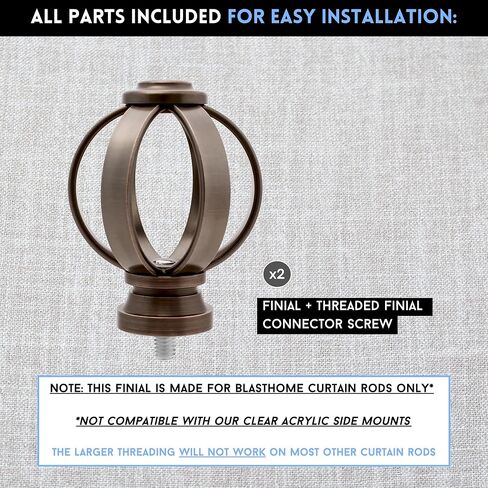 BLASTHOME Luxury Modern Crown Finials – Fits Only Signature Collection Curtain Rods (Rod Not Included) – Premium Quality, Heavy Metal – Set of Two – Oil Rubbed Bronze in Saudi Arabia