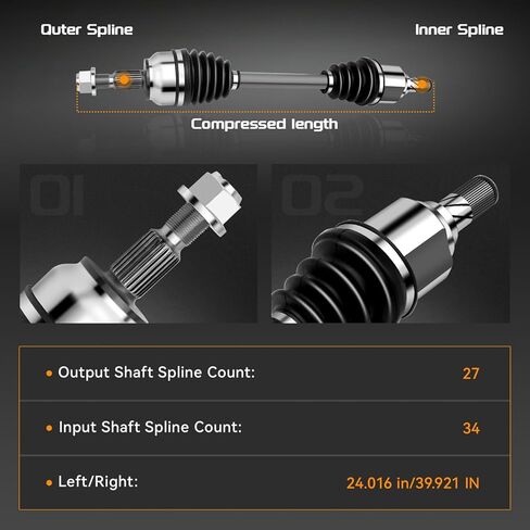 2PCS Front CV Axle Shaft Assembly Compatible with Ford Focus 2012-2018 S SE SEL Titanium L4 2.0L, Automatic Dual Clutch Transmission - Driver and Passenger Side, 66-2334, 66-2305 in Kuwait