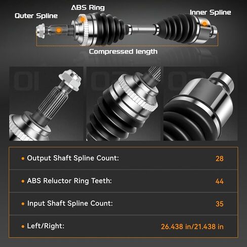 2PCS Front CV Axle Shaft Assembly Fit for Ford Escape 2001-2008, for Mazda Tribute 2001-2006 & 2008, for Mercury Mariner 2005-2008 - Driver and Passenger Side, 66-2084 66-2086 in Kuwait