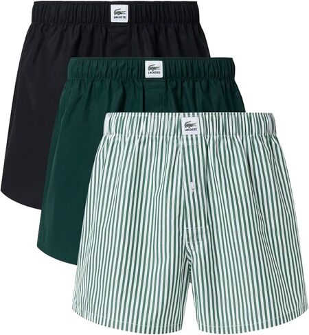 Lacoste Mens Striped Cotton Poplin Boxers in Kuwait