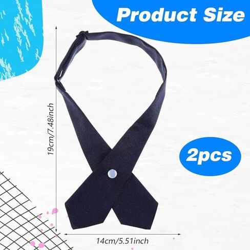 2Pcs Blue French Uniform Girls Tie, Adjustable Blue Neck Tie for French Toast Girls Uniform Shirts, Cross Ties for Girl School Uniforms（7.48×5.51Inch) in Saudi Arabia