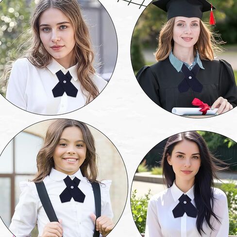 2Pcs Blue French Uniform Girls Tie, Adjustable Blue Neck Tie for French Toast Girls Uniform Shirts, Cross Ties for Girl School Uniforms（7.48×5.51Inch) in Saudi Arabia