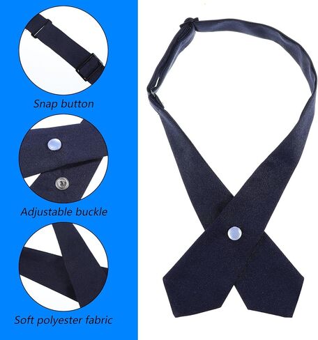 2Pcs Blue French Uniform Girls Tie, Adjustable Blue Neck Tie for French Toast Girls Uniform Shirts, Cross Ties for Girl School Uniforms（7.48×5.51Inch) in Saudi Arabia