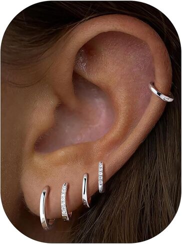 Turandoss Gold Hoop Earrings for Women, Hypoallergenic 14K Gold Huggie Earrings, Cartilage Earrings for Multiple Piercing Hoop Earrings for Women in Saudi Arabia